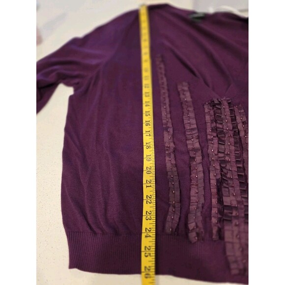 Lane Bryant Sweater Cardigan Womens 22 24 Purple V-Neck Button Front Embellished - Picture 9 of 14